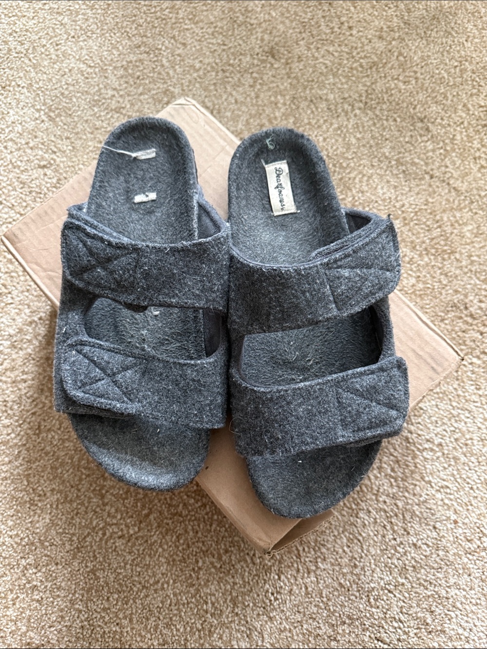Gray Men's Adjustable Felt Slide Sandals